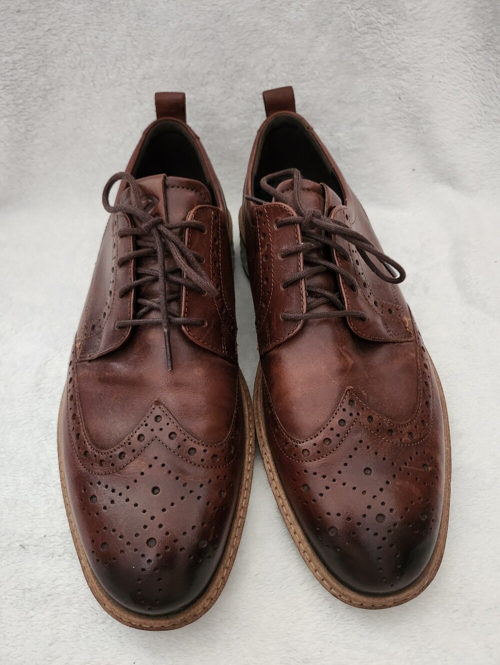 ECCO ST.1 Hybrid Cognac Leather Wingtip Brogues Dress Shoes Men's US 9 (EU 43)